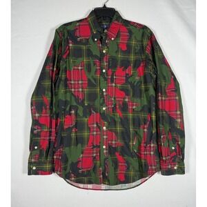 Polo Ralph Lauren Shirt Mens Medium Stuart Plaid Camo Patchwork Button Up Preppy